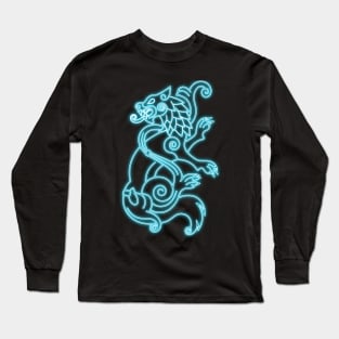 Fenrir Wolf - blue neon Long Sleeve T-Shirt